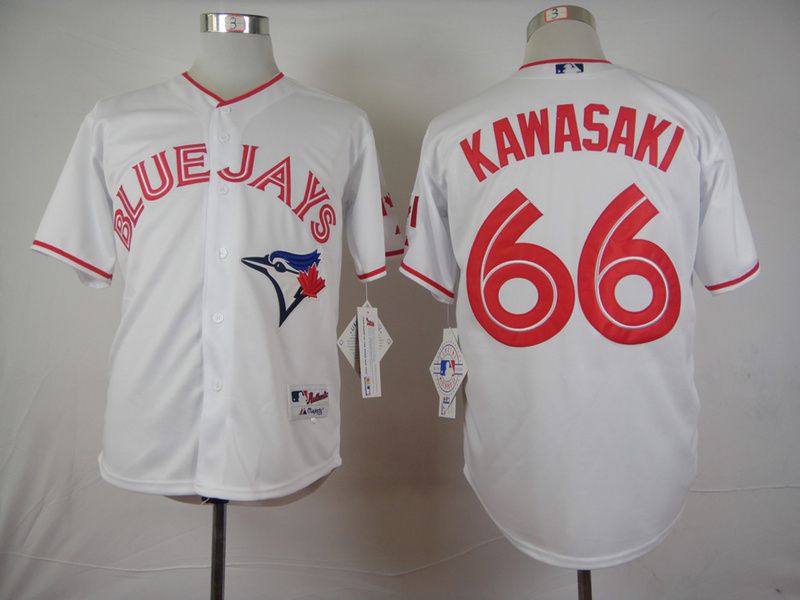 Men Toronto Blue Jays 66 Kawasaki White MLB Jerseys